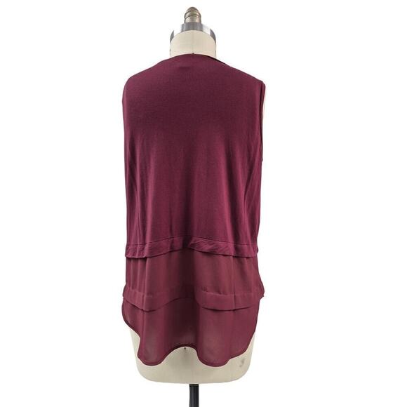 Michael Kors Burgundy Viscose Long Sleeveless Tank Shell Top Sz L - Picture 4 of 7